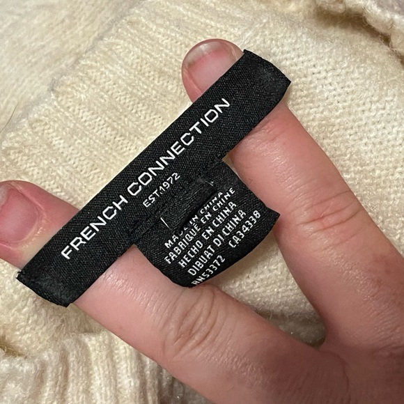 French connection light oatmeal Kesia Crew Neck Cropped Sweater - Picture 3 of 9